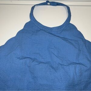 Women’s Lauren James blue halter top tie back scalloped trim size large